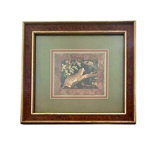 Leopard Hunting Print Cheetah Art Framed Vintage Wildlife Decor